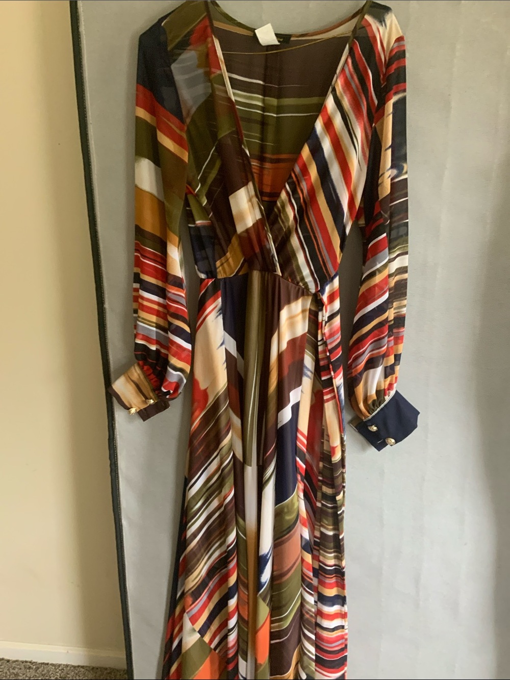 Striped Long Sleeve Maxi Dress in Multicolor - Picture 4 of 5